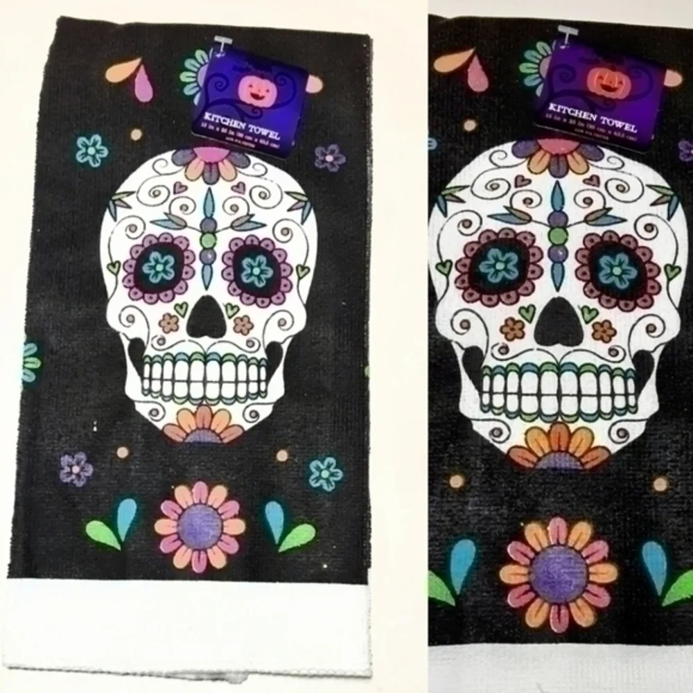 ☄Halloween Day Of The Dead Skull Kitchen Towel